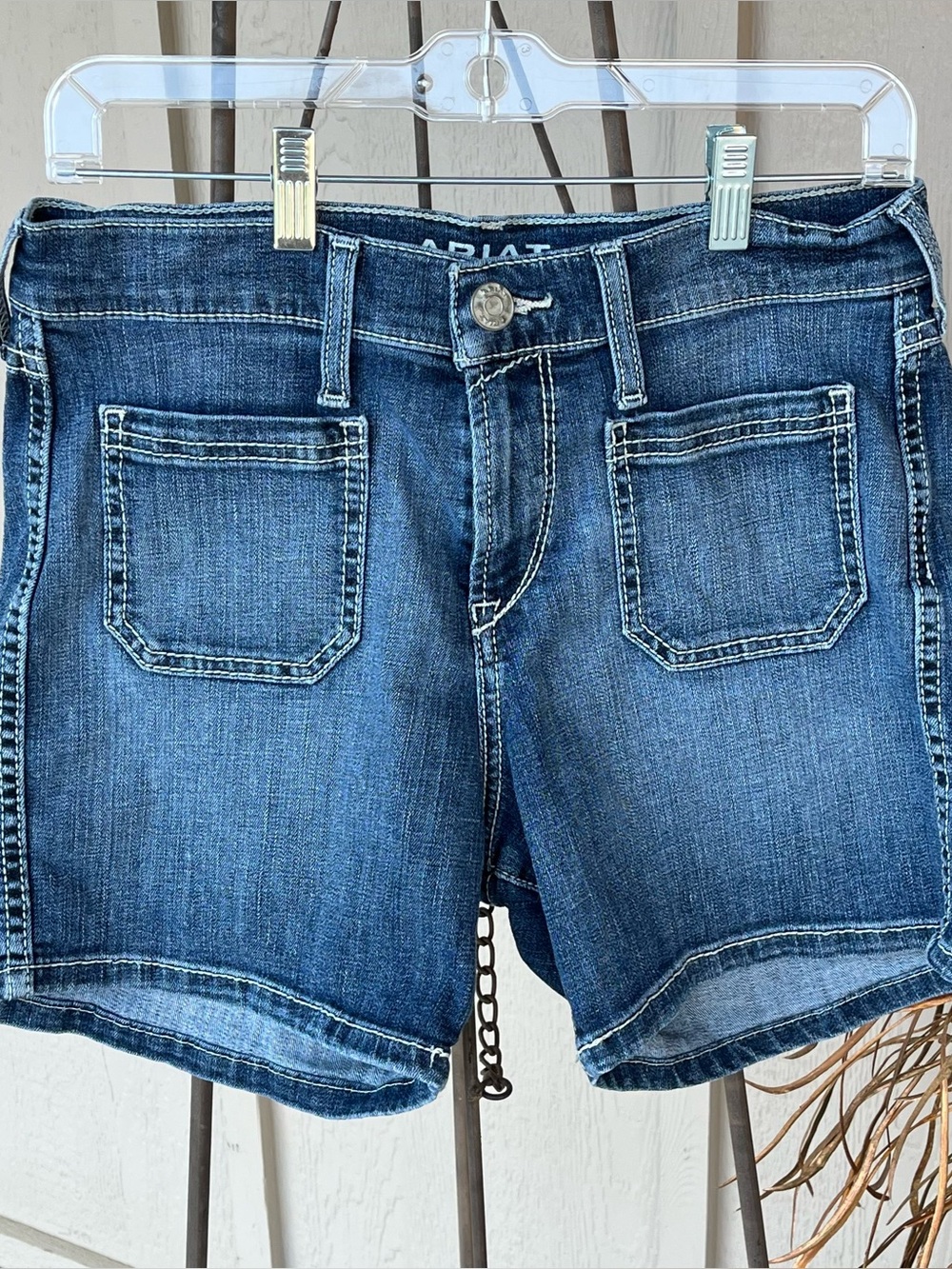 Ariat Women’s Shorts Perfect Rise Boyfriend Style Blue Washed Denim Western W29